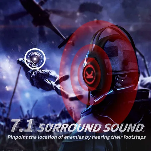 Vista 6 de EZwinpow - Auriculares estéreo de videojuegos con sonido envolvente 71 con micrófono de cancelación de ruido y almohadillas de espuma viscoelástica