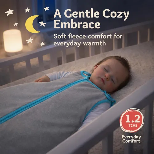 Vista 2 de Baby Deedee Sleep Nest - Saco de dormir de forro polar para bebé, gris, 6-18 meses Patented shoulder snaps and full-length zipper support easy