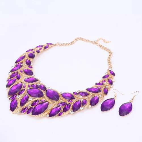 Vista 3 de Conjunto de joyería de cuentas africanas para mujer, collar y aretes de cristal