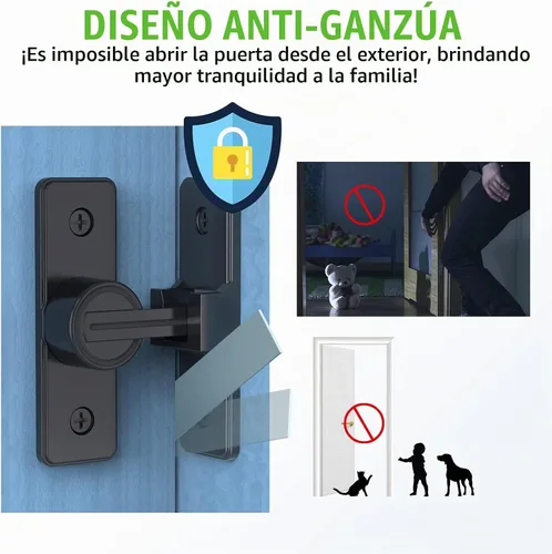 Vista 3 de Herrajes para cerradura de puerta de granero, pestillos de compuerta de seguridad resistente de 90 grados, cerradura de pestillo de perno abatible