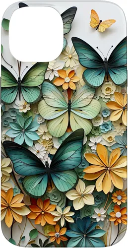 Vista 4 de iPhone 16 mariposa estética mariposas verdes naturaleza acuarela caso