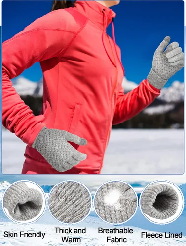 Vista 4 de 12 Pcs Winter Hat Scarf Gloves Set Winter Slouchy Skull Cap Knit Hats Winter Touch Screen Gloves Neck Warmer
