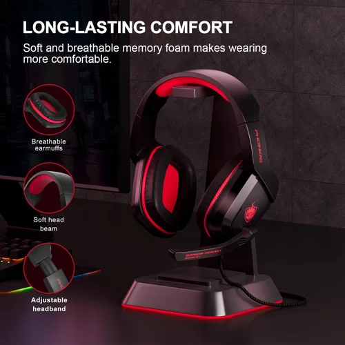 Vista 5 de Auricular para juegos para PS4, Xbox One, computadora, laptop, Mac, PS4 con micrófono, auriculares sobre la oreja, cancelación de ruido, sonido