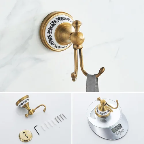 Vista 5 de Juego de accesorios de baño de bronce antiguo, toallero ajustable, soporte para rollo de papel higiénico, soporte para toalla de mano, gancho, juego