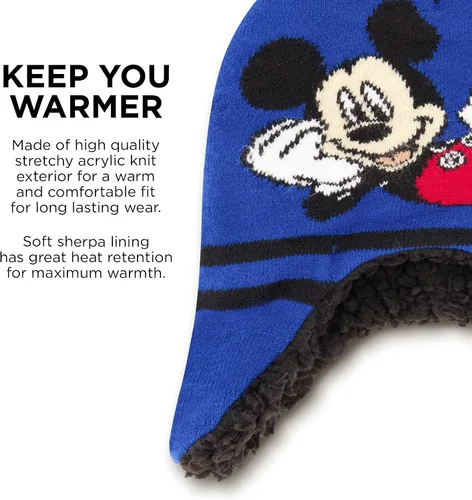 Vista 4 de Disney boys Winter Hat and Mitten Set, Mickey Mouse Toddler Beanie for Ages 2-4