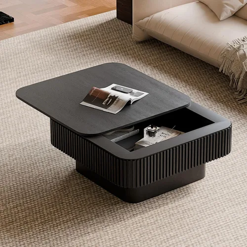 Vista 18 de Mesa de Centro con Tapa Elevable Mesas de Centro Cuadradas para Muebles de Sala de Estar Acanalada Pequeña con Gran Centro de Almacenamiento Oculto