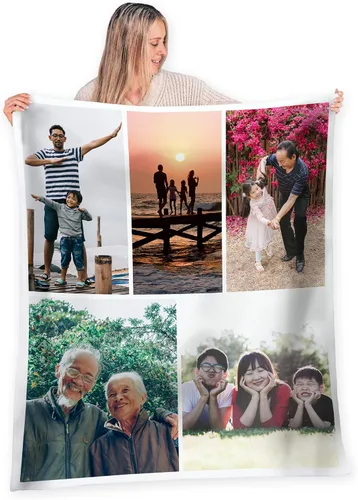 Vista 27 de FrameStory Manta personalizada con fotos y texto, totalmente personalizable con tus fotos y mensajes, manta de forro polar suave y suave, 30 x 40