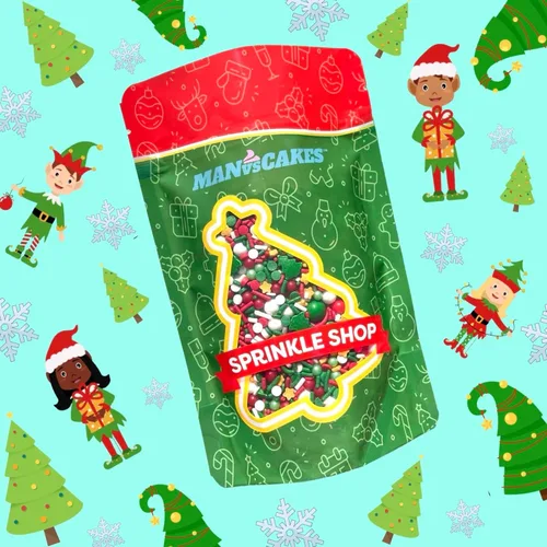 Vista 6 de Elfin Around Sprinkle Medley Gránulos navideños Gránulos de galletas Gránulos para pasteles Gránulos navideños Jimmies Manvscakes