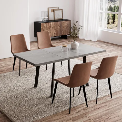 Vista 24 de Zerifevni 47.2"- 62.9" Extendable Dining Table Set of 5 Kitchen Table with 4 Dining Chairs, Modern Gray Wood Grain, Waterproof Scratchproof for