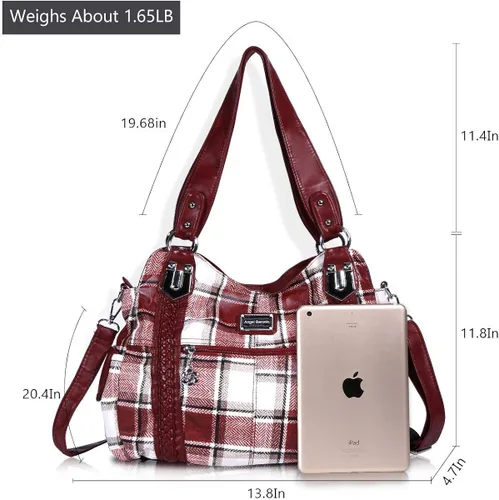Vista 2 de Angel Barcelo - Bolsa de hombro amplia para mujer diseño Hobo cuero lavado
