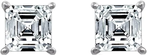 Vista 2 de Tienda Collection Plated Sterling Silver Stud Earrings set with Princess Brilliant Cut Infinite Elements Cubic Zirconia