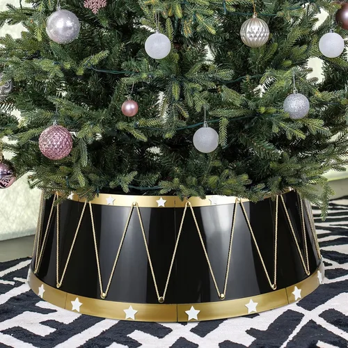 Vista 14 de HarcoHome Collar de metal para árbol de Navidad con copo de nieve 3D, cubierta hexagonal resistente para base de árbol de lápiz, anillo de árbol