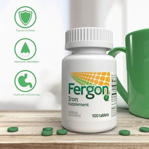 Vista 5 de Fergon Hierro altamente soluble y fácil de digerir, 27 mg de hierro, 100