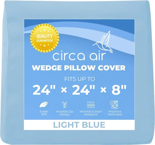 Vista 9 de Circa Air Funda de almohada de cuña – Funda de cama para cuña inflable (24 x 24 x 8) ultra suave, 100% microfibra con cremallera, lavable a máquina
