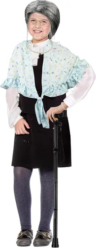 Vista 8 de Popsunny Disfraz de 100 días de escuela para niños y niñas, peluca de anciana y anteojos, disfraz de abuela para fiesta de cosplay