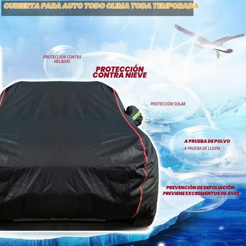 Vista 7 de Funda de Coche Transpirable de Nuevo Material, Funda Impermeable para Coche, Puertas con Candados y Cremalleras, Protección UV Impermeable y Negro