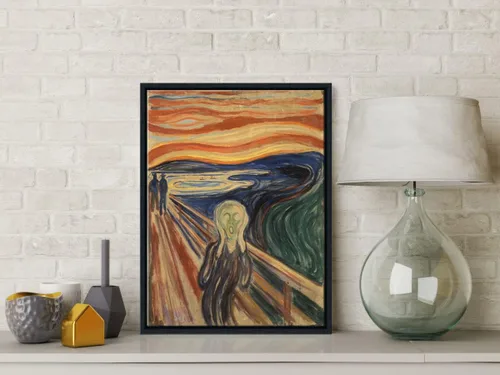 Vista 3 de Wieco Art Arte enmarcado El grito de Edward Munch pinturas famosas reproducción abstracta lienzo impresiones obras de arte para decoración de pared