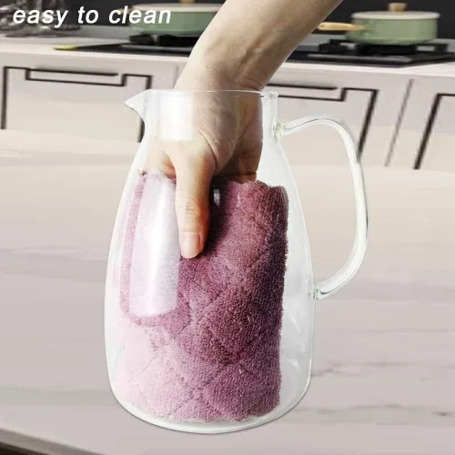 Vista 15 de Jarra de vidrio con tapa y asa, jarra de borosilicato resistente al calor