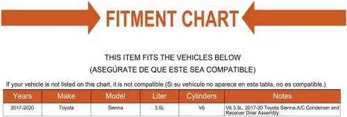 Vista 6 de Conjunto de secadora de condensador y receptor de aire acondicionado A/C para Toyota Sienna (EB3-4801070)
