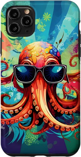 Vista 13 de iPhone 11 Pro That's One Cool Pultopus Pulpo colorido con funda para gafas de sol