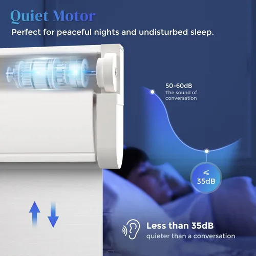Vista 5 de Persianas automáticas motorizadas de 23 pulgadas de ancho, persianas enrollables inalámbricas con control remoto para dormitorio, sala de estar