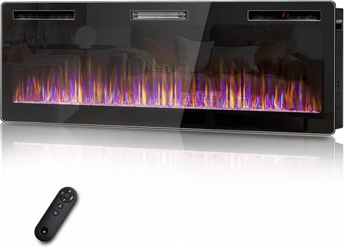 Vista 8 de BOSSIN Chimenea lineal ultrafina y silenciosa de 30 pulgadas, chimenea eléctrica empotrada y chimenea montada en la pared y en la pared