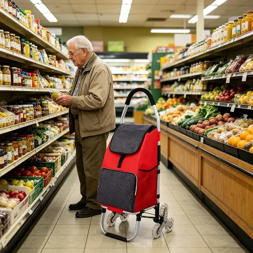 Vista 9 de Bolsa de repuesto para carrito de comestibles/carrito de compras - Bolsa de tela Oxford Trolley Waterproof Spare Bag with Side Pockets and Front