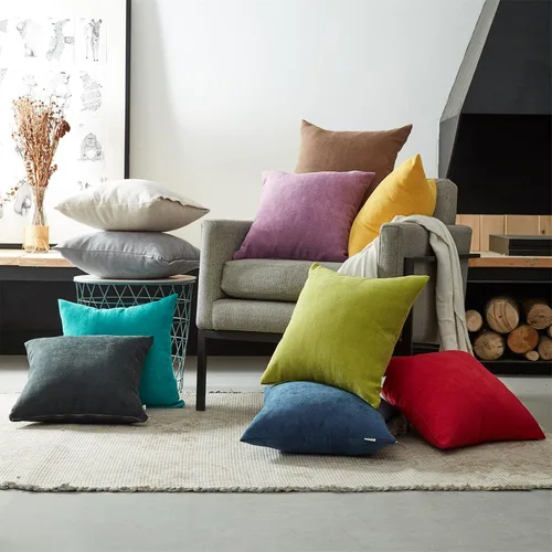 Vista 9 de Top Finel - Fundas de cojín de felpilla suaves para sofá, dormitorio, auto, 2 unidades Gris oscuro