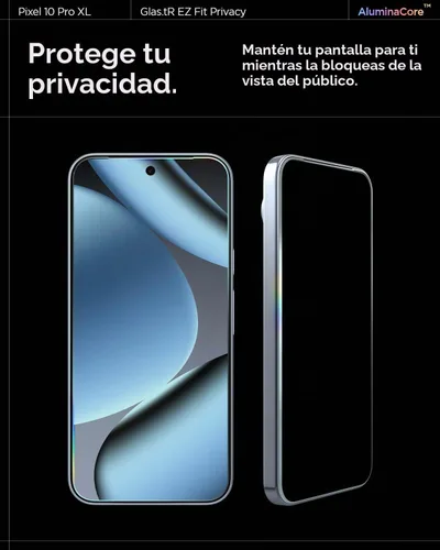 Vista 5 de Spigen GlasTR EZ FIT - Protector de pantalla de privacidad para Pixel 10 Pro XL/9 Pro XL AluminaCore, Aluminum-enhanced 10H+ tempered glass