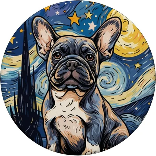 Vista 3 de Bulldog francés Noche estrellada para perro, mamá, perro, papá, PopSockets intercambiables PopGrip