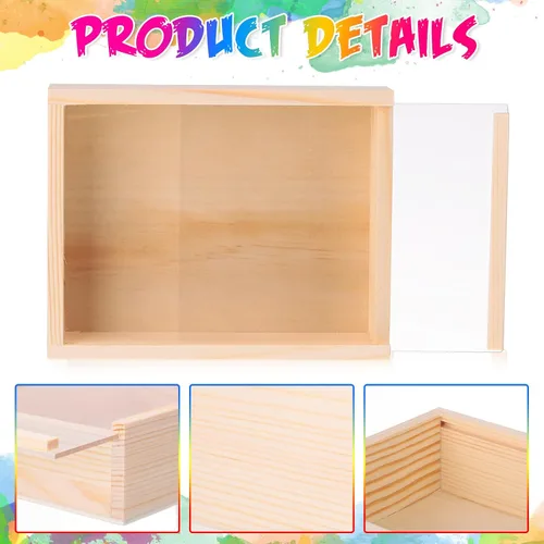 Vista 3 de Thyle - 12 cajas de exhibición de madera sin terminar con tapas acrílicas de 6.3 x 4.9 x 1.8 pulgadas, cajas de madera sin terminar, regalo