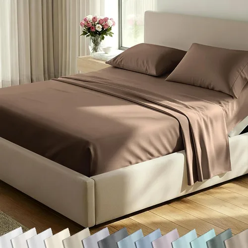 Vista 69 de California Design Den Juego de sábanas de lujo tamaño King - 100% algodón, 600 número de hilos, sábanas King de bolsillo profundo, ropa de cama