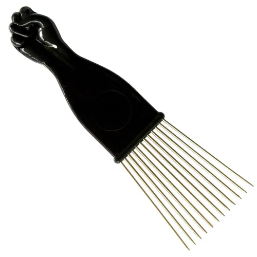 Vista 4 de Shoe String King SSK® Afro Pick con puño negro, paquete de 3 - Peine de metal afroamericano para el cabello