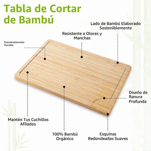 Vista 3 de GR Kraft - Tablas de cortar de doble cara de acero inoxidable y bambú, no tóxicas, duraderas, con diseño apto para cuchillos, sin microplásticos