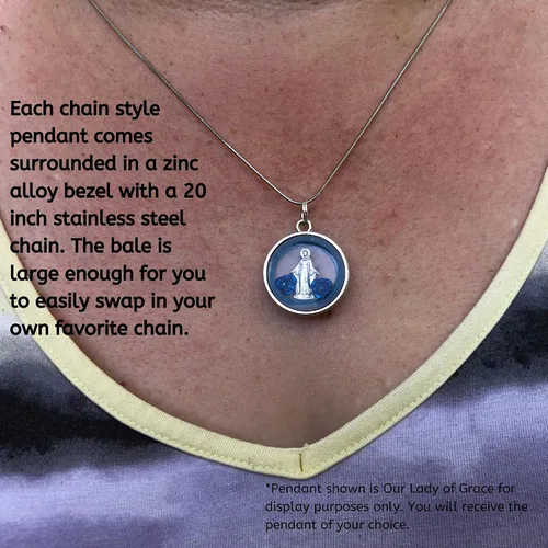 Vista 4 de Miraculous Medal Pendant Necklace Mother Mary Catholic Christmas Lourdes Our Lady of Grace