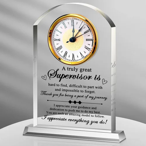 Vista 10 de Regalos de jefe para hombres, reloj de acrílico, el mejor regalo para hombres y mujeres, reloj de agradecimiento para líderes de oficina, gerente