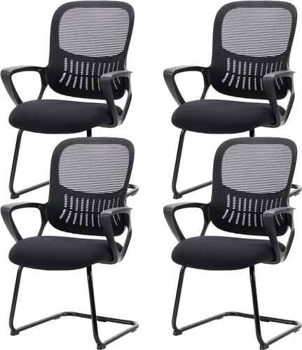Vista 8 de DUMOS Silla de escritorio de oficina con base de trineo, sillas ergonómicas de malla ejecutiva para computadora con soporte lumbar para el hogar