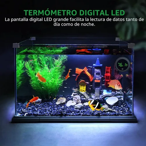 Vista 5 de Termómetro digital para tanque de peces PAIZOO con pantalla LED precisa de ±0.9°F, termómetro de acuario para medición de temperatura adecuado
