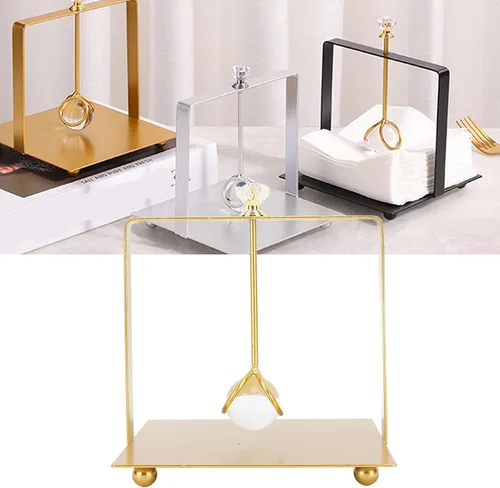 Vista 3 de Flat Napkin Holder, Metal Napkin Holder for Kitchen Dining, Elegant Square Lift Handle Modern Paper Serviette Dispenser for Restaurant Hotel Home