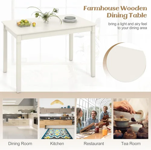 Vista 14 de Giantex Mesa de comedor para 4 personas, mesa de cocina de 48 x 29 pulgadas con patas de madera, mesa de comedor rectangular para espacios pequeños
