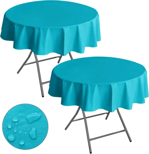 Vista 35 de Nasitos Paquete de 2 Manteles de Vinilo Cuadrado 54x54 Pulgadas - Beige, Manteles de Mesa de Cartón Impermeables y Resistente al Aceite, Manteles