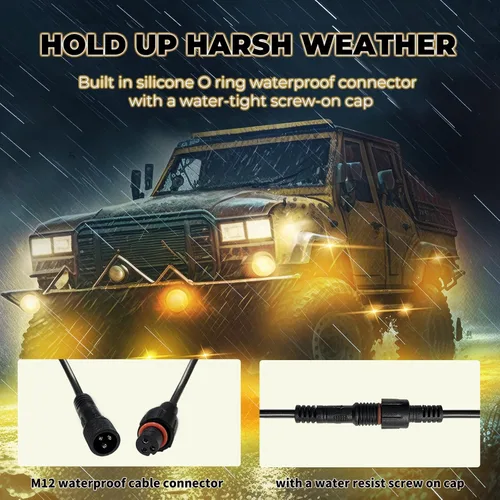 Vista 5 de 4 cápsulas de luces RGB de ángulo completo compatibles con camiones de 12 V, Jeep, UTV, SUV, ATV, barco, carrito de golf, impermeable, multicolor
