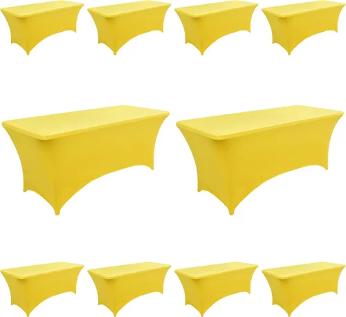 Vista 25 de Paquete de 2 Cubiertas de Mesa de Spandex de 4 pies para Mesas Plegables Rectangulares - Manteles Elásticos Ajustados Resistentes a las Arrugas