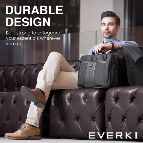 Vista 8 de EVERKI Versa - Maletín para laptop para hombres y mujeres, color negro - 17.3 pulgadas Premium Leather Ballistic Nylon, Heavy-Duty