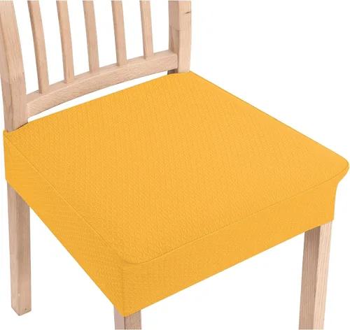 Vista 28 de Smiry Juego de 2 fundas de asiento elásticas de jacquard para sillas de comedor, extraíbles y lavables, sin fundas traseras, color azul aireado