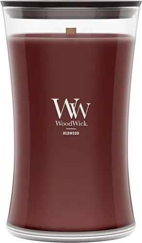 Vista 6 de WoodWick Santal Myrrh - Vela grande en frasco con forma de reloj de arena, cera de mezcla de soya prémium, mecha de madera Pluswick Innovation