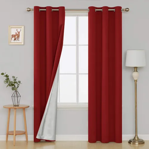 Vista 11 de Deconovo Cortinas opacas para dormitorio, con aislamiento térmico, unicolor, con ojales, bloqueo de calor, oscurecimiento de habitación, cortinas