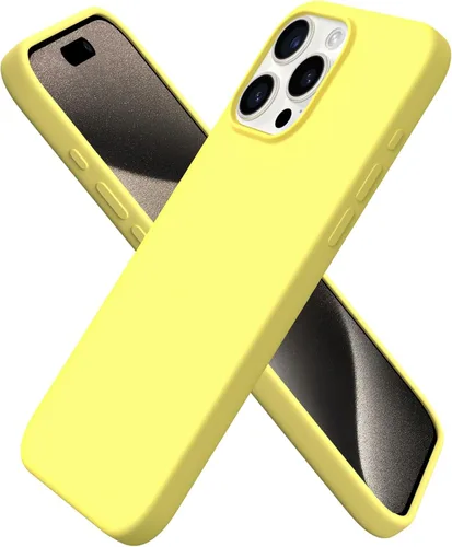 Vista 17 de ORNARTO Funda compatible con iPhone 15 Pro de 6.1 pulgadas, silicona líquida de 3 capas cubierta completa de goma de gel suave, funda protectora