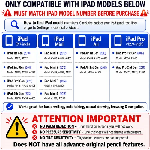 Vista 4 de Lápiz óptico de 1ª generación de repuesto para Apple iPad Pro 1st iPad 1st 2nd 3rd 4th 5th iPad Mini 1 2 3 4 iPad Air 1st 2nd iOS Android tableta