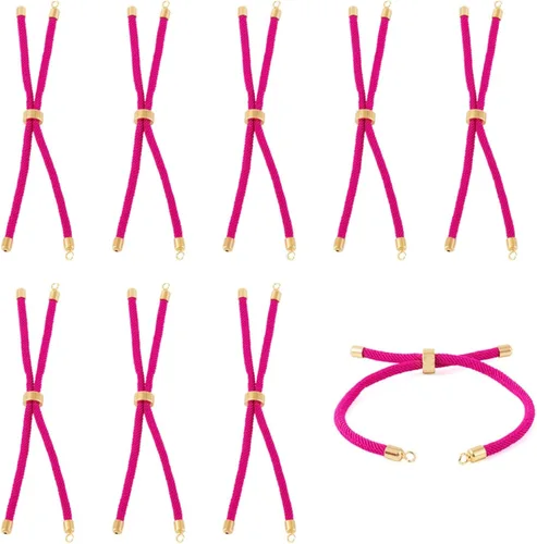 Vista 29 de 10 piezas de pulseras de cordón trenzado de nylon para hacer pulseras deslizantes ajustables con accesorios de latón dorado para accesorios de Negro